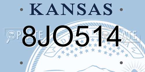 8JO514 Kansas License Plate