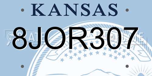 8JOR307 Kansas License Plate