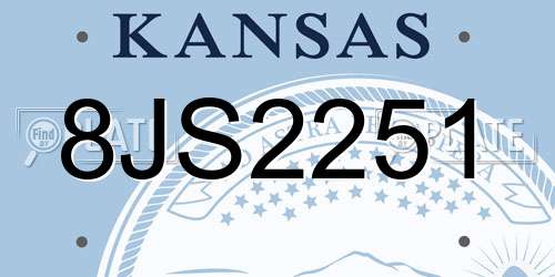 8JS2251 Kansas License Plate
