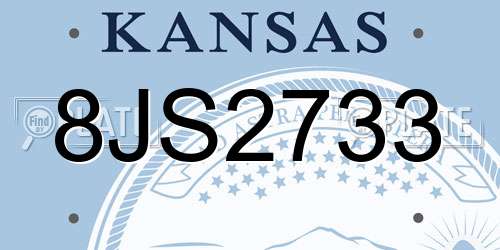 8JS2733 Kansas License Plate