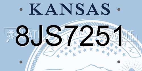 8JS7251 Kansas License Plate
