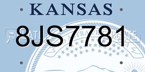 8JS7781 Kansas License Plate