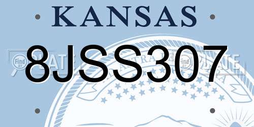 8JSS307 Kansas License Plate