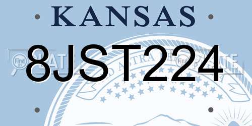 8JST224 Kansas License Plate