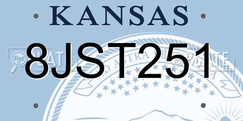 8JST251 Kansas License Plate