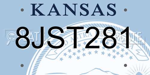 8JST281 Kansas License Plate