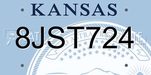 8JST724 Kansas License Plate