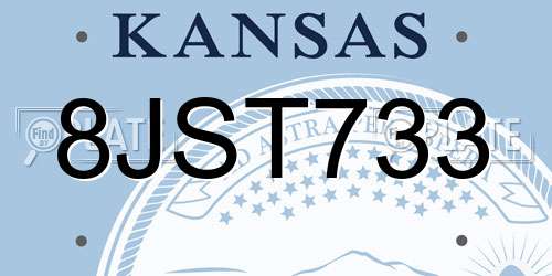 8JST733 Kansas License Plate
