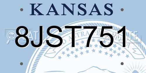 8JST751 Kansas License Plate