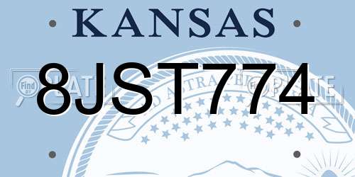 8JST774 Kansas License Plate