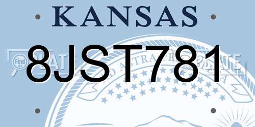 8JST781 Kansas License Plate