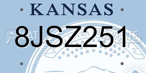 8JSZ251 Kansas License Plate