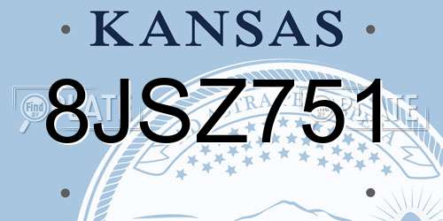 8JSZ751 Kansas License Plate