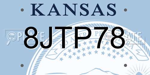 8JTP78 Kansas License Plate