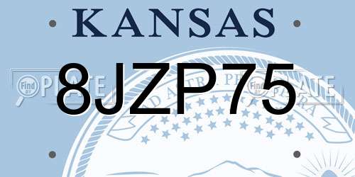 8JZP75 Kansas License Plate