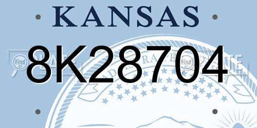 8K28704 Kansas License Plate