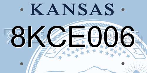 8KCE006 Kansas License Plate