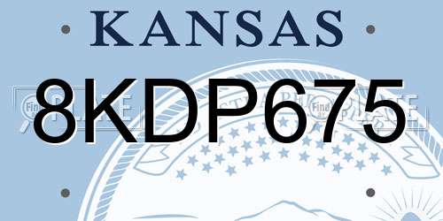 8KDP675 Kansas License Plate