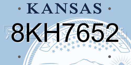 8KH7652 Kansas License Plate