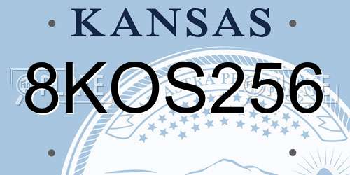 8KOS256 Kansas License Plate
