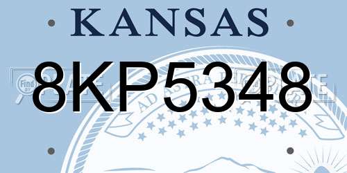 8KP5348 Kansas License Plate