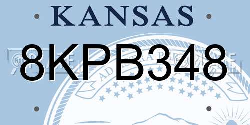 8KPB348 Kansas License Plate