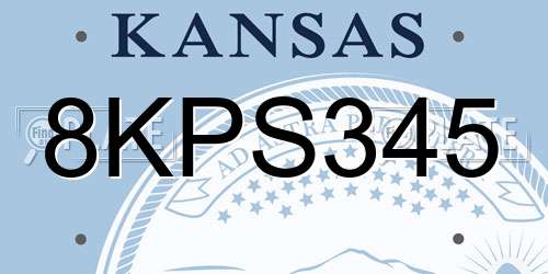 8KPS345 Kansas License Plate