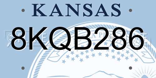 8KQB286 Kansas License Plate