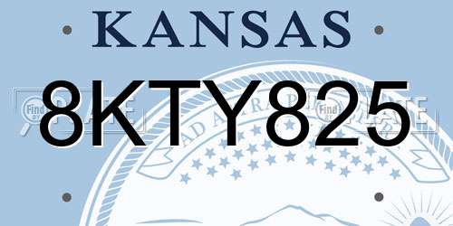 8KTY825 Kansas License Plate