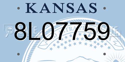 8L07759 Kansas License Plate