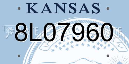 8L07960 Kansas License Plate