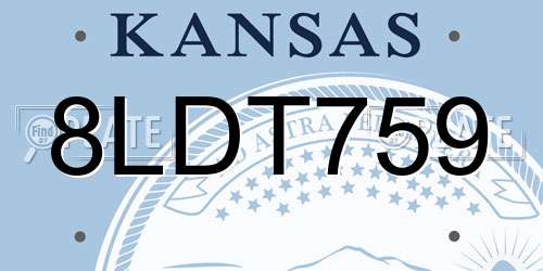 8LDT759 Kansas License Plate
