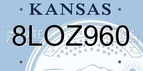 8LOZ960 Kansas License Plate