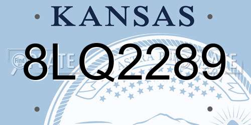 8LQ2289 Kansas License Plate