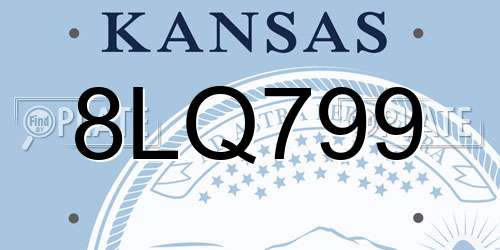8LQ799 Kansas License Plate