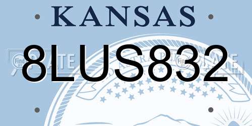 8LUS832 Kansas License Plate