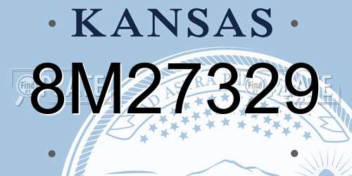 8M27329 Kansas License Plate