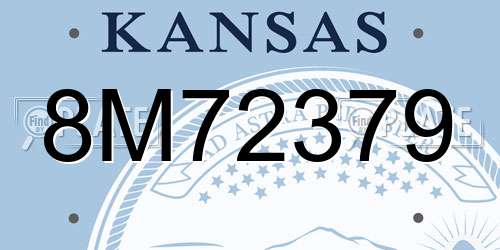 8M72379 Kansas License Plate