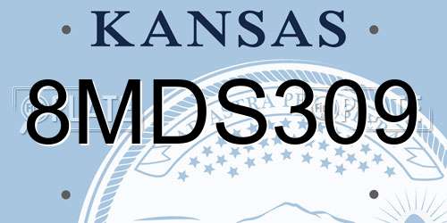 8MDS309 Kansas License Plate