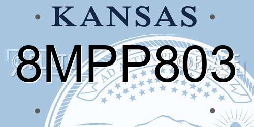 8MPP803 Kansas License Plate