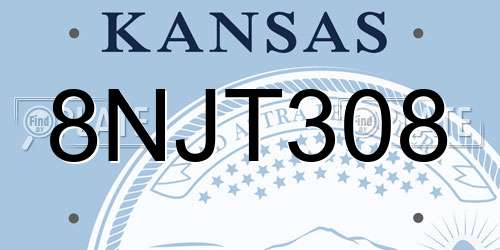 8NJT308 Kansas License Plate