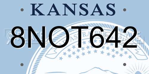 8NOT642 Kansas License Plate
