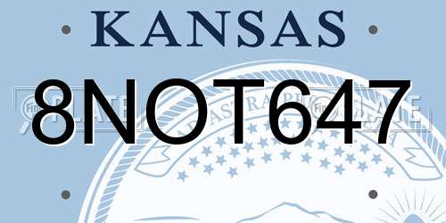 8NOT647 Kansas License Plate