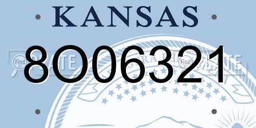 8O06321 Kansas License Plate