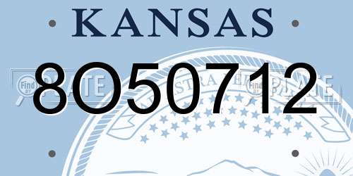 8O50712 Kansas License Plate