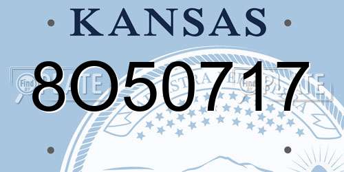 8O50717 Kansas License Plate