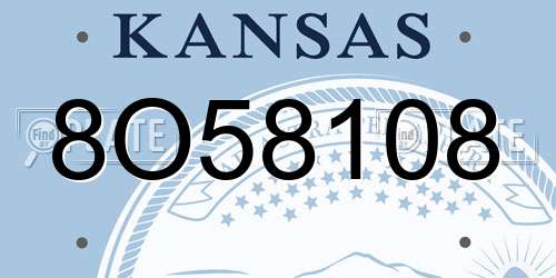 8O58108 Kansas License Plate