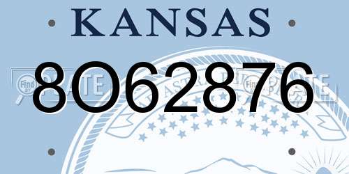 8O62876 Kansas License Plate