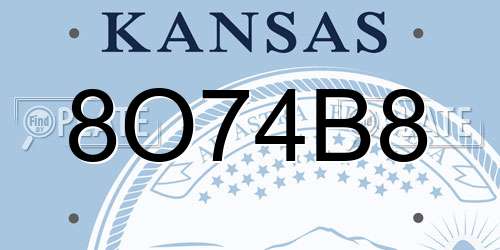 8O74B8 Kansas License Plate