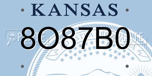 8O87B0 Kansas License Plate